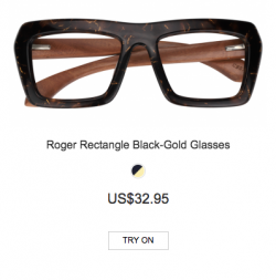Amazing Roger Rectangle Black-Gold Glasses From Zeelool!