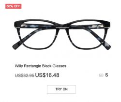 Willy Rectangle Black Glasses