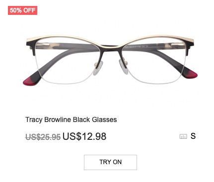 Tracy Brow-line Black Glasses