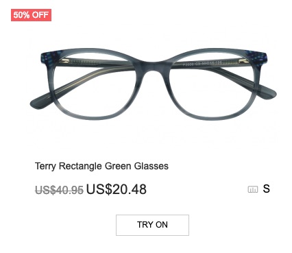 Terry Rectangle Green Glasses